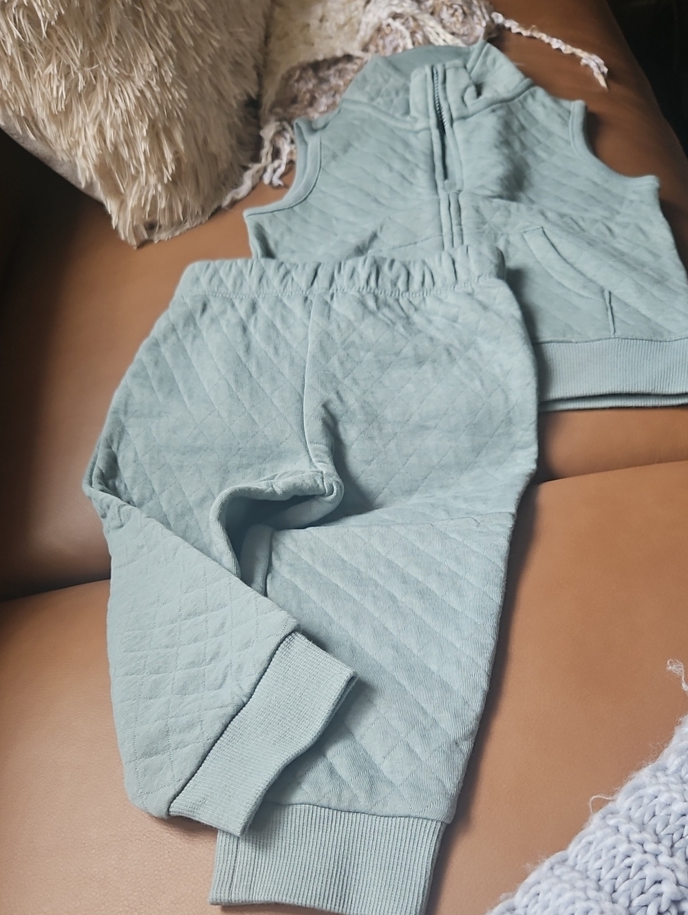 Carter's Quilted Jogger Pants in Sage Green